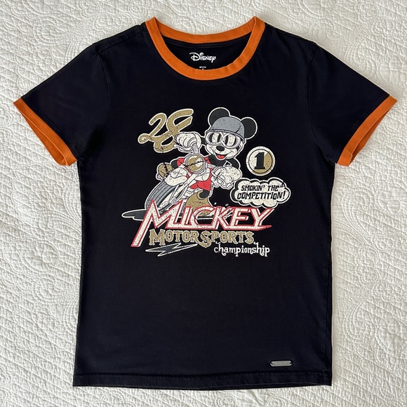 Disney Other - Disney Mickey Mouse Motorsports Championship Ringer T-Shirt BoxLunch Exclusive